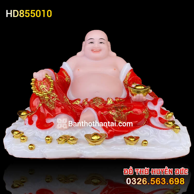 Tượng Phật Di Lặc Bột đá Đỏ Ngang 32cm HD855010