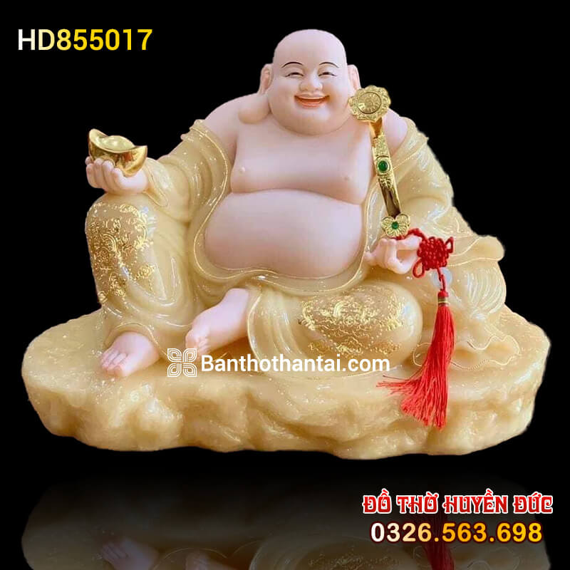 Tượng Phật Di Lặc Bột đá Vàng 38cm HD855017