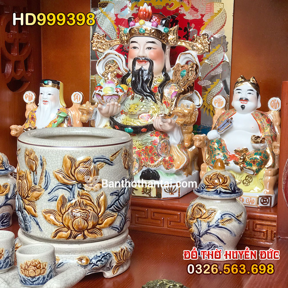 Bộ bàn thờ Thần Tài Hiện đại Men rạn đắp nổi HD999398