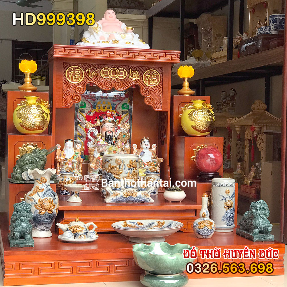 Bộ bàn thờ Thần Tài Hiện đại Men rạn đắp nổi HD999398