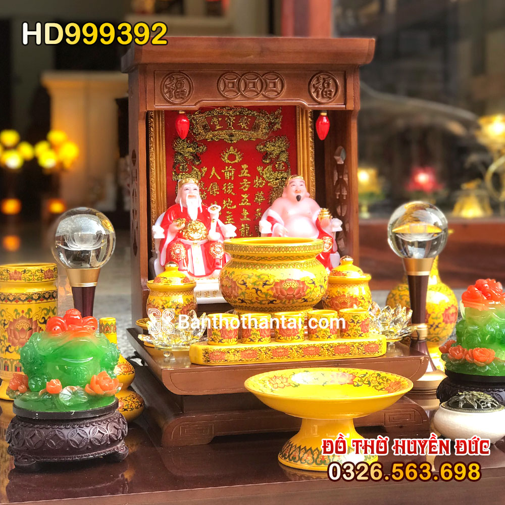 Bộ bàn thờ Thần Tài Hiện đại Sứ gấm vàng HD999392