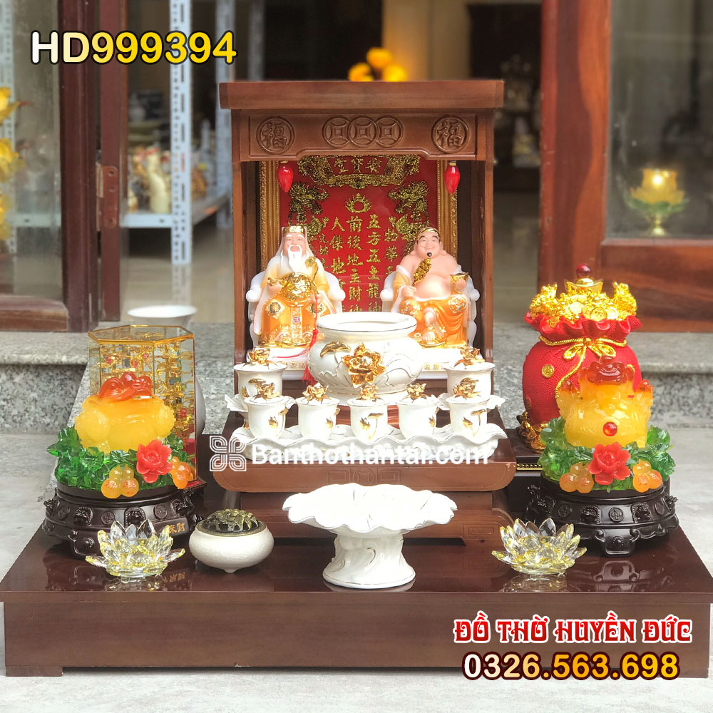 Bộ bàn thờ Thần Tài Hiện đại Sứ trắng sen nổi HD999394