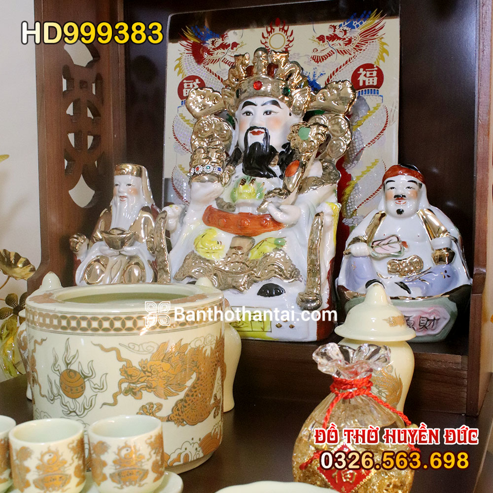 Bộ bàn thờ Thần Tài Hiện đại Sứ vàng ngà HD999383