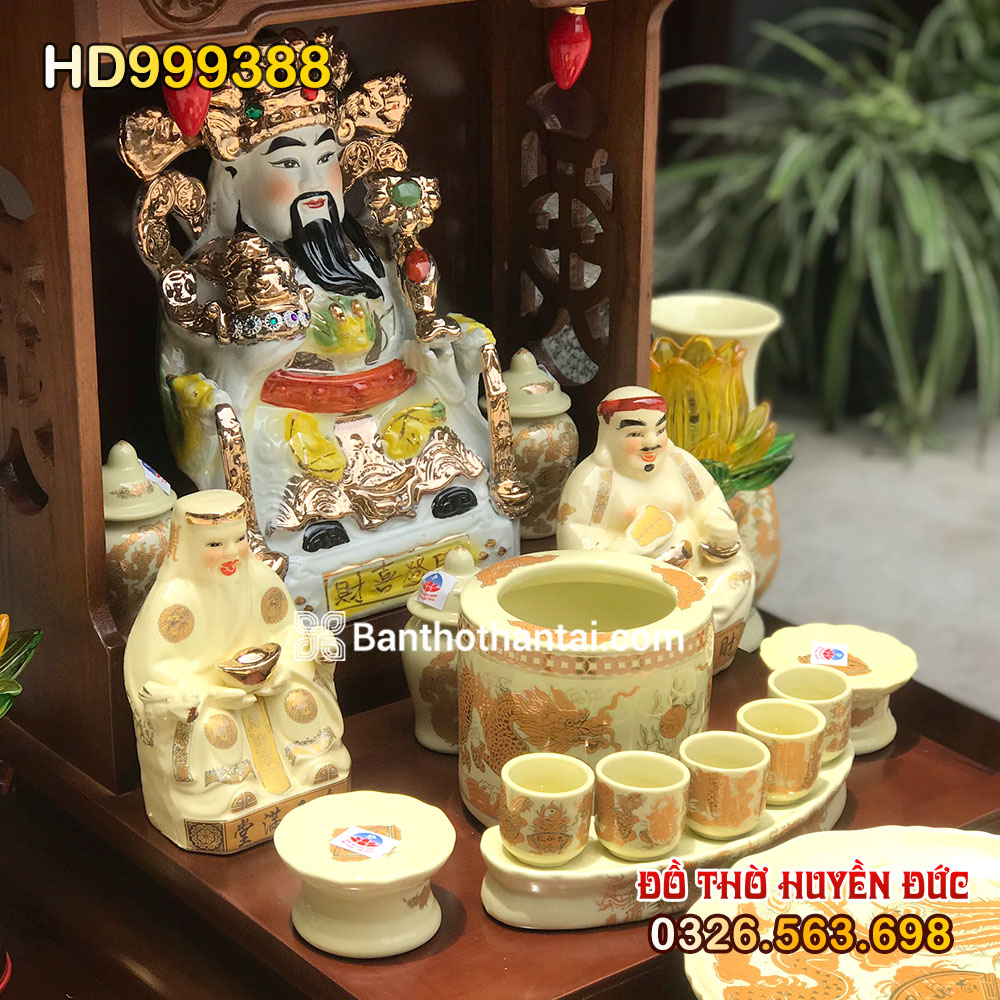 Bộ bàn thờ Thần Tài Hiện đại Sứ vàng ngà HD999388