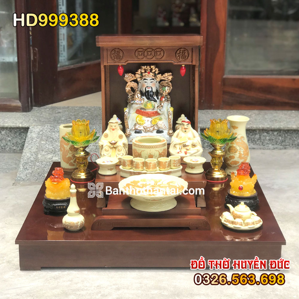 Bộ bàn thờ Thần Tài Hiện đại Sứ vàng ngà HD999388