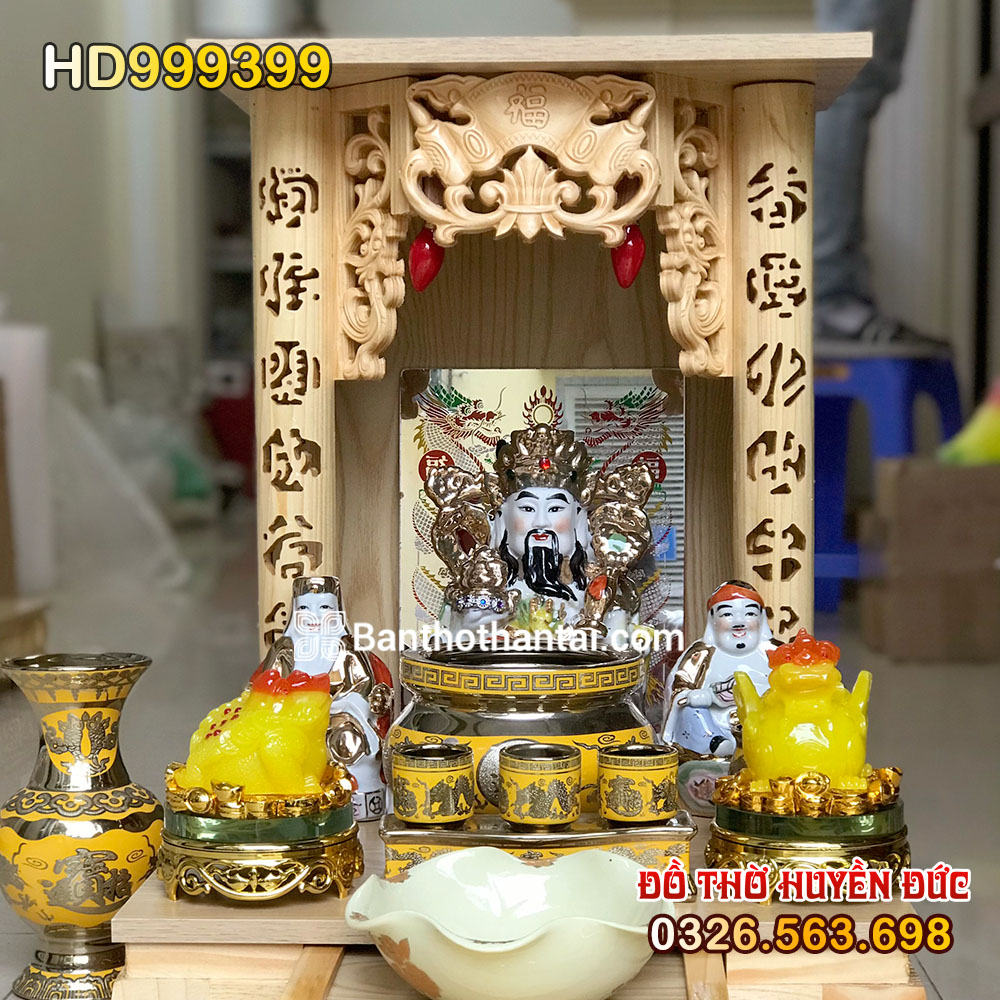 Bộ bàn thờ Thần Tài Mái bằng Kim sa HD999399