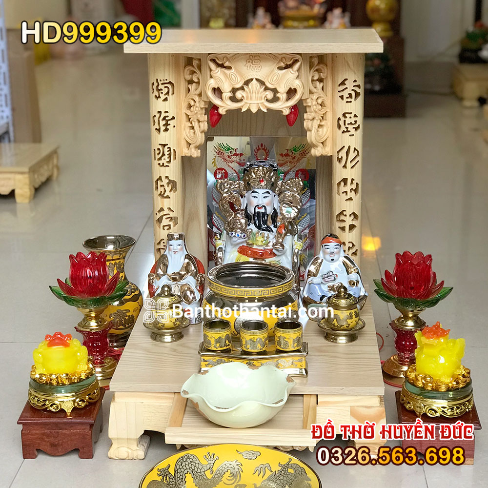 Bộ bàn thờ Thần Tài Mái bằng Kim sa HD999399