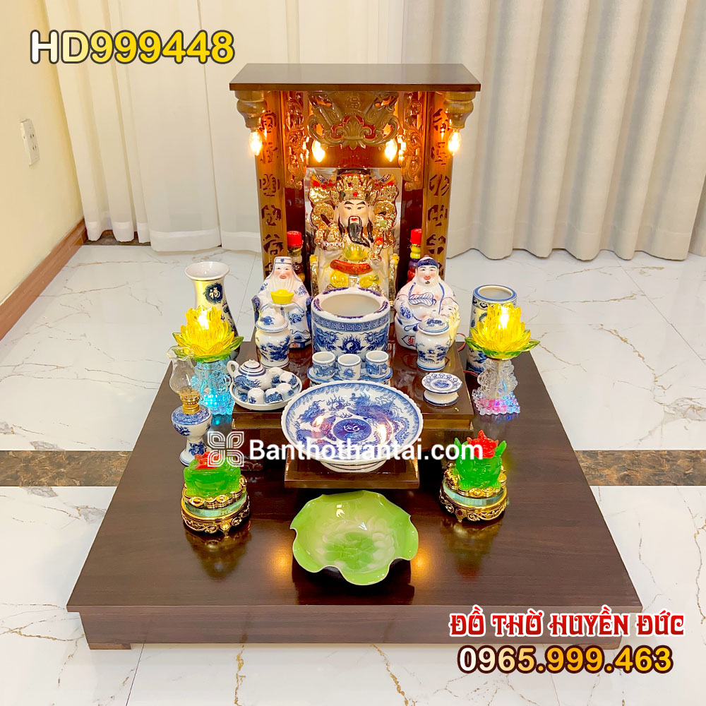 Bộ Bàn Thờ Thần Tài Mái Bằng Đồ Thờ Xanh Rồng HD999448