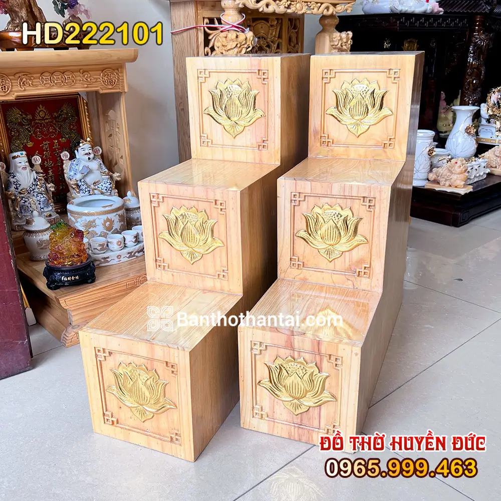 Bục Tam Cấp 2 Bên Hoa Sen Dát Vàng HD222101
