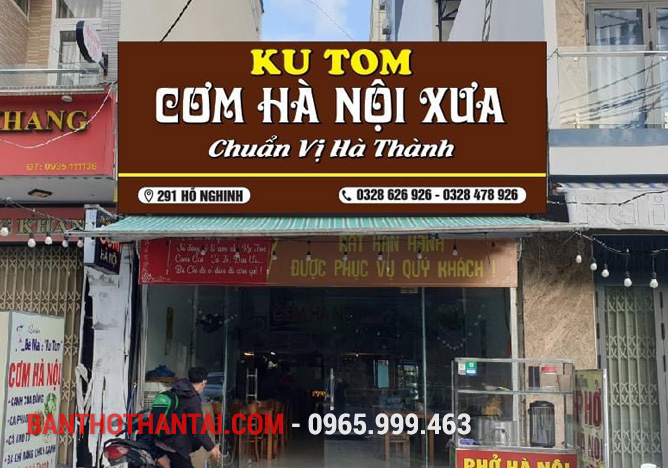 Biển quảng cáo Cơm Hà Nội xưa Ku Tom hấp dẫn 2