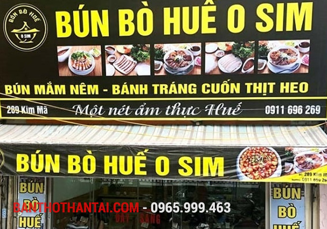 Biển quảng cáo bún bò O Sim 19